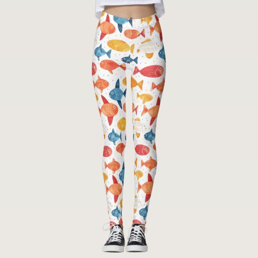 Funny Fish farbiges Muster Leggings (Vorderseite)
