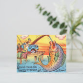Funny Fish Fish Postcard Fisherman Cartoon Postkarte (Stehend Vorderseite)
