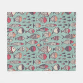 Funny Fish: handgezeichnet nahtloses Muster. Fleecedecke (Vorderseite (Horizontal))