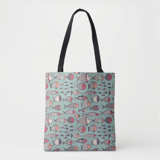 Funny Fish: handgezeichnet nahtloses Muster. Tasche (Vorderseite)