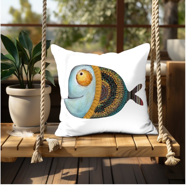 Funny Fish Illustration dekorative Innenarchitektu Kissen (Von Creator hochgeladen)