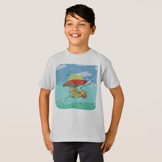 Funny fish kayaking T-Shirt (Vorne ganz)