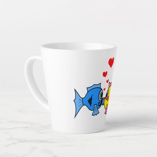 Funny Fish Küssen Latte Tasse (Linke Ecke)