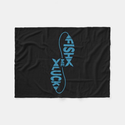 Funny Fish Luck Fisherman Fish Me Luck Fleecedecke (Vorderseite (Horizontal))