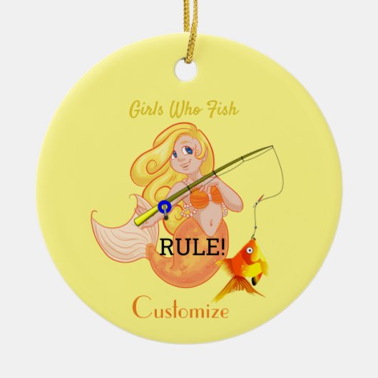 Funny Fish Meerjungfrau Girl Thunder_Cove Keramik Ornament (Vorne)