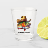 Funny Fish mit Cowboy Hat- Schnapsglas (Vorderseite)