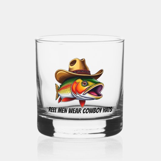 Funny Fish mit Cowboy Hat- Whiskyglas (Vorderseite)