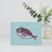 Funny Fish mit Extravaganten Eyelashes Postkarte (Stehend Vorderseite)