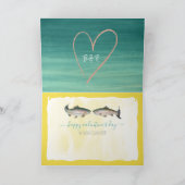 Funny Fish Monogram Hearts Valentinstag Karte (Innenseite)