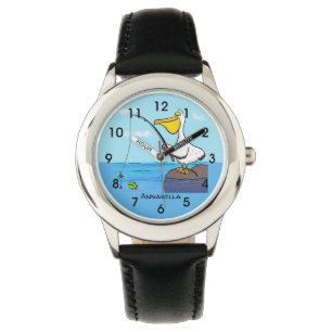 Funny Fish Pelican Cartoon Armbanduhr