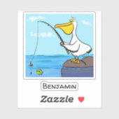 Funny Fish Pelican Cartoon Aufkleber (Blatt)