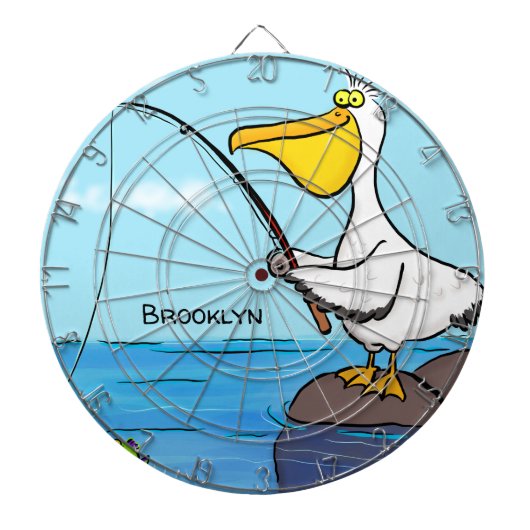 Funny Fish Pelican Cartoon Dartscheibe (vorne)