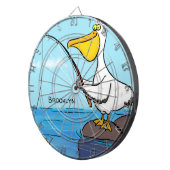 Funny Fish Pelican Cartoon Dartscheibe (Vorderseite rechts)