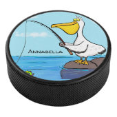 Funny Fish Pelican Cartoon Eishockey Puck (3/4)