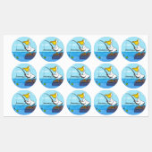 Funny Fish Pelican Cartoon Etiketten (Blatt)