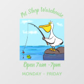 Funny Fish Pelican Cartoon Fensteraufkleber (Blatt)