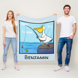 Funny Fish Pelican Cartoon Fleecedecke