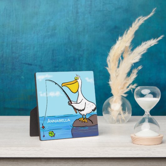 Funny Fish Pelican Cartoon Fotoplatte (InSitu)