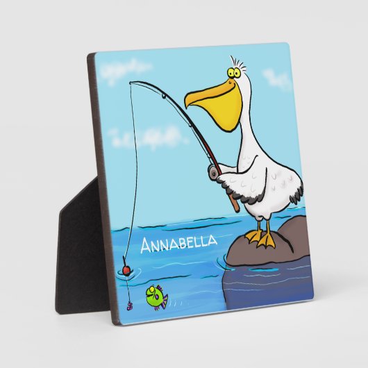 Funny Fish Pelican Cartoon Fotoplatte (Vorderseite)