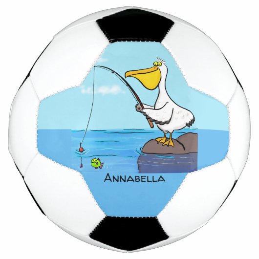 Funny Fish Pelican Cartoon Fußball (Vorderseite)
