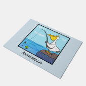 Funny Fish Pelican Cartoon Fußmatte (Schrägansicht)