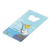 Funny Fish Pelican Cartoon Geldbeutel Flaschenöffner (Vorderseite Schrägansicht)