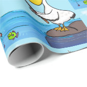 Funny Fish Pelican Cartoon Geschenkpapier (Rolleneckpunkt)