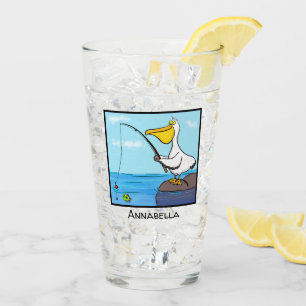 Funny Fish Pelican Cartoon Glas