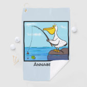 Funny Fish Pelican Cartoon Golfhandtuch (Insitu)