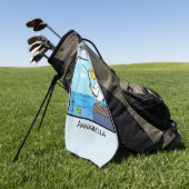 Funny Fish Pelican Cartoon Golfhandtuch (Gras)
