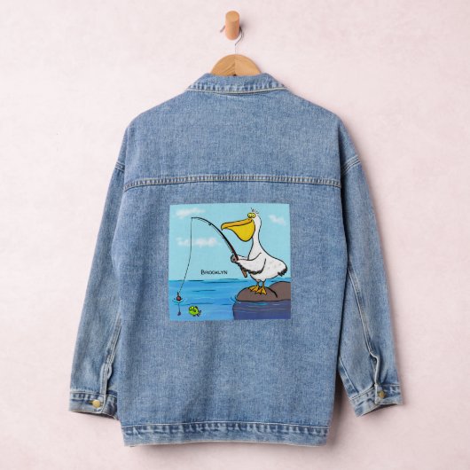 Funny Fish Pelican Cartoon Jeansjacke (Hangar)