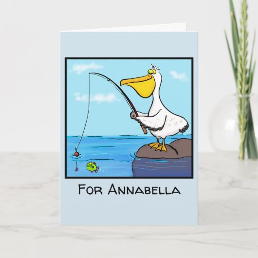 Funny Fish Pelican Cartoon Karte (Vorderseite)