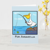 Funny Fish Pelican Cartoon Karte (Gelbe Blume)