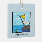 Funny Fish Pelican Cartoon Keramikornament (Rechts)