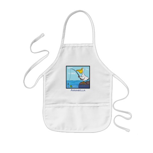 Funny Fish Pelican Cartoon Kinderschürze (Vorne)