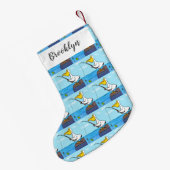 Funny Fish Pelican Cartoon Kleiner Weihnachtsstrumpf (Rückseite (Hängend))