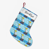 Funny Fish Pelican Cartoon Kleiner Weihnachtsstrumpf (Vorderansicht (hängend))