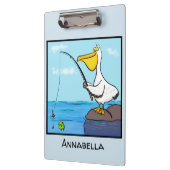Funny Fish Pelican Cartoon Klemmbrett (Links)