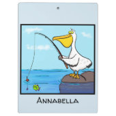 Funny Fish Pelican Cartoon Klemmbrett (Rückseite)