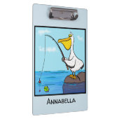 Funny Fish Pelican Cartoon Klemmbrett (Rechts)