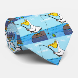 Funny Fish Pelican Cartoon Krawatte