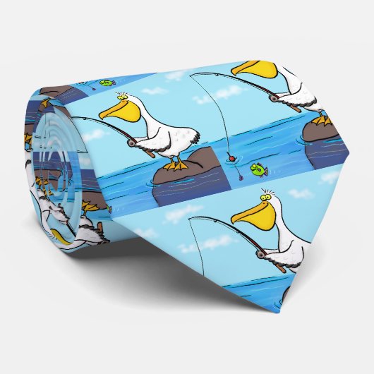 Funny Fish Pelican Cartoon Krawatte (Gerollt)