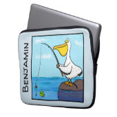 Funny Fish Pelican Cartoon Laptopschutzhülle (Vorderseite Links)