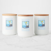 Funny Fish Pelican Cartoon Lebensmitteletikett (Flaschen)