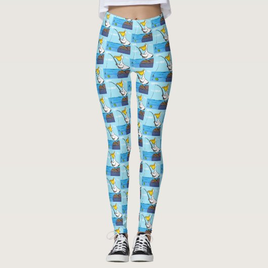 Funny Fish Pelican Cartoon Leggings (Vorderseite)