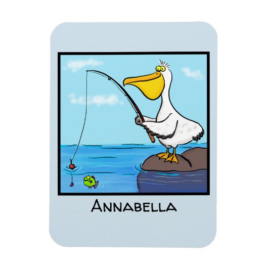 Funny Fish Pelican Cartoon Magnet (Vertikal)