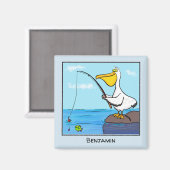 Funny Fish Pelican Cartoon Magnet (Vorderseite/Rückseite)