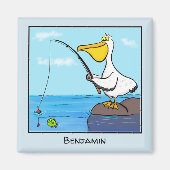 Funny Fish Pelican Cartoon Magnet (Vorne)