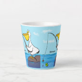 Funny Fish Pelican Cartoon Milchtasse (Vorderseite)