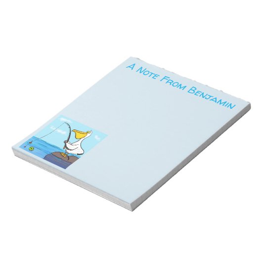 Funny Fish Pelican Cartoon Notizblock (Rotiert)